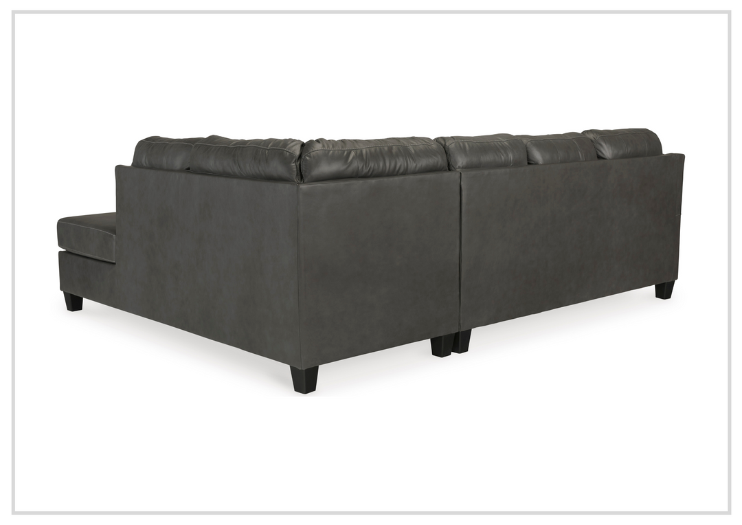 Gio Italia Varenna L-shaped Leather Sectional Sofa in Dark Gray-Jennihome