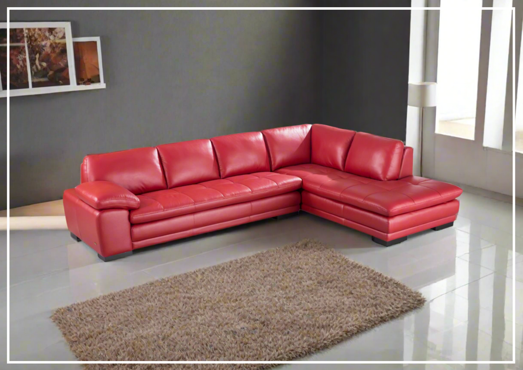 Gio Italia Vierra 4-Seater Premium Leather  L-shaped Sectional Sofa