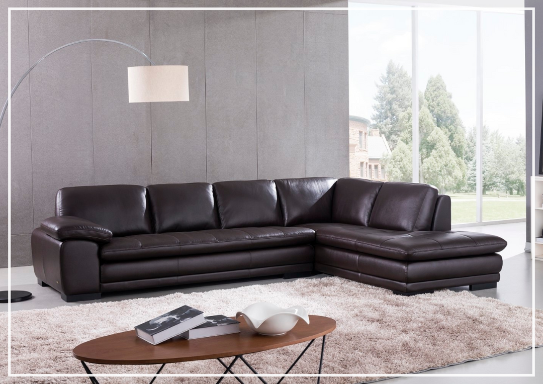 Gio Italia Vierra 4-Seater Premium Leather  L-shaped Sectional Sofa