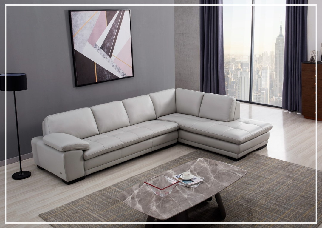 Gio Italia Vierra 4-Seater Premium Leather  L-shaped Sectional Sofa
