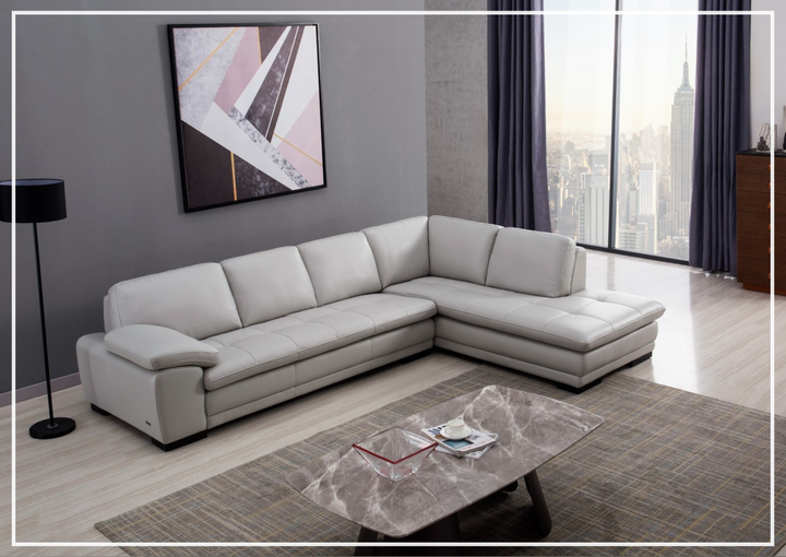 Gio Italia Vierra 4-Seater Premium Leather  L-shaped Sectional Sofa