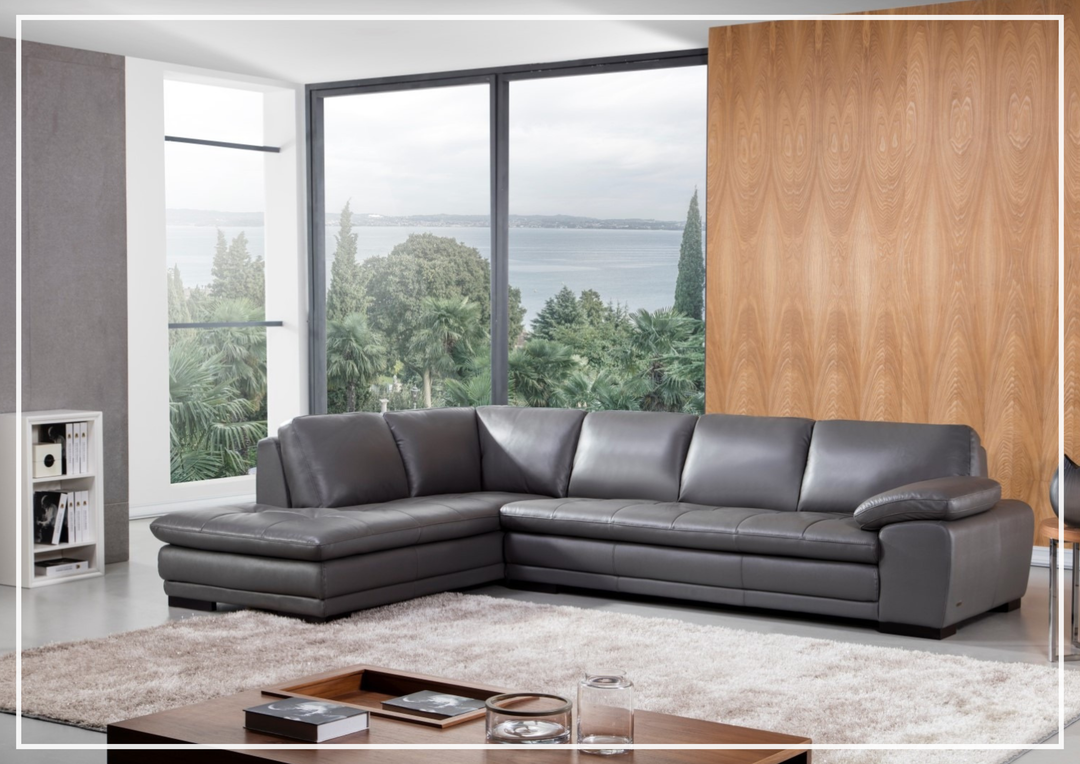 Gio Italia Vierra 4-Seater Premium Leather  L-shaped Sectional Sofa