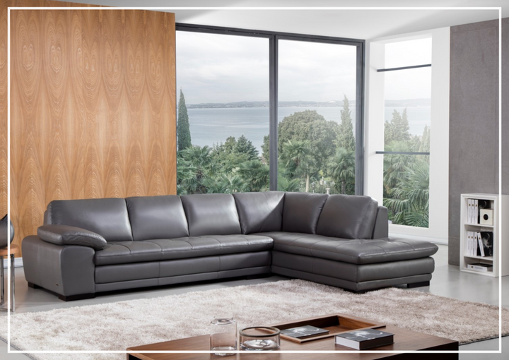 Gio Italia Vierra 4-Seater Premium Leather  L-shaped Sectional Sofa