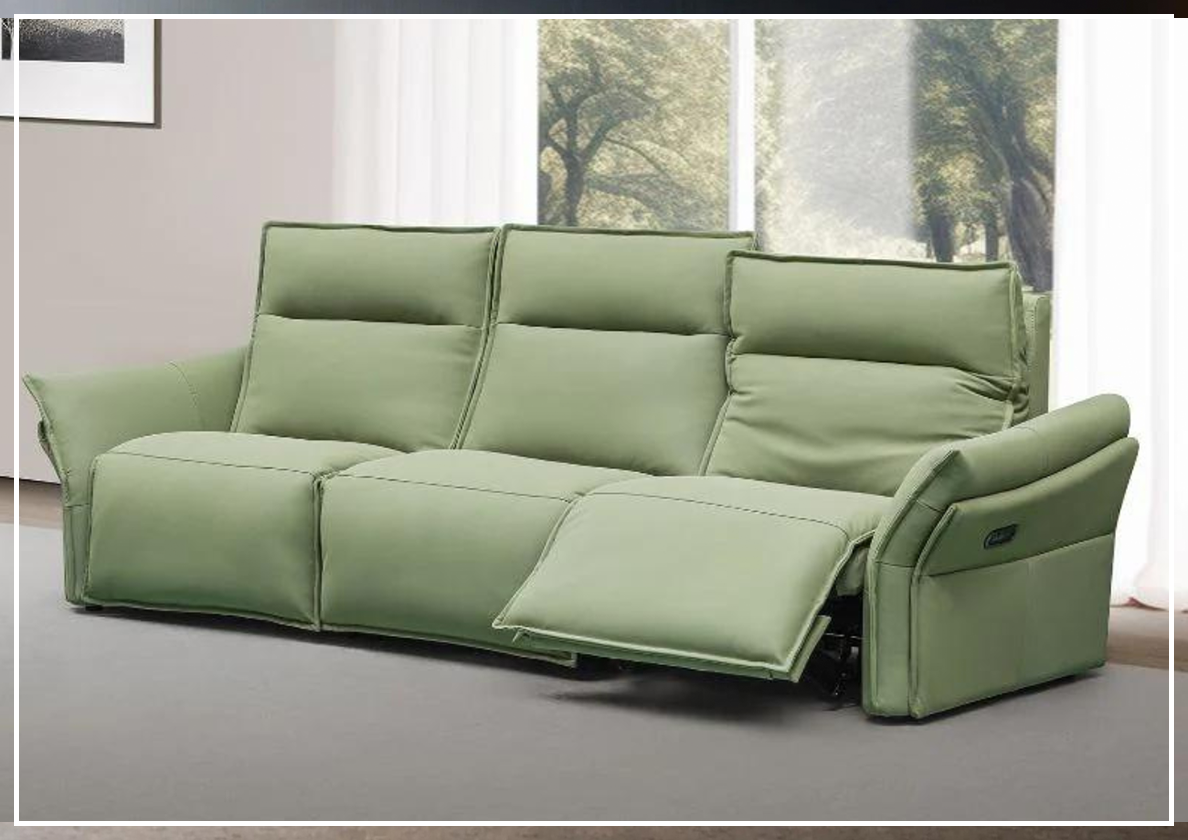 Vittoria 3-Seater Leather Power Reclining Sofa in Bold Green by Gio Italia - Jennihome