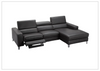 Gio Italia Zoticus Black Leather Sectional Sofa With Reclining Footrest