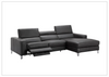 Gio Italia Zoticus Black Leather Sectional Sofa With Reclining Footrest