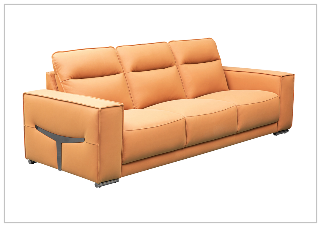 Grazia 3-Seater Tufted Leather Sofa with Track Arms in Vibrant Orange by Gio Italia- jennihome