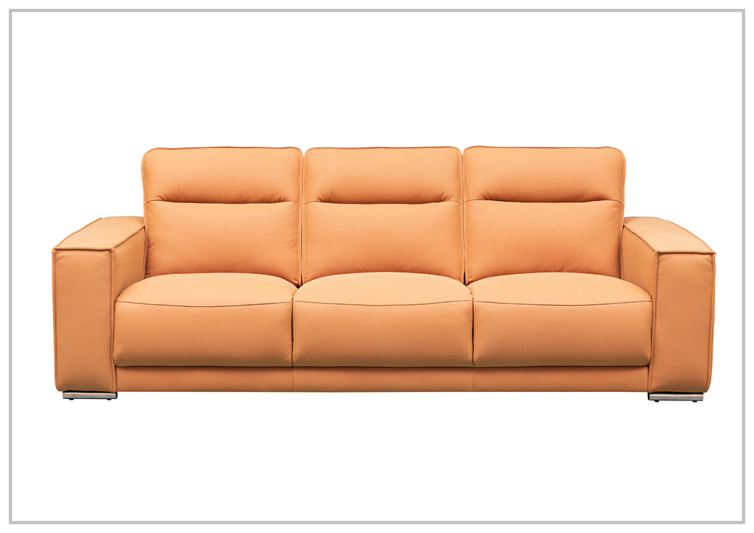 Grazia 3-Seater Tufted Leather Sofa with Track Arms in Vibrant Orange by Gio Italia- jennihome