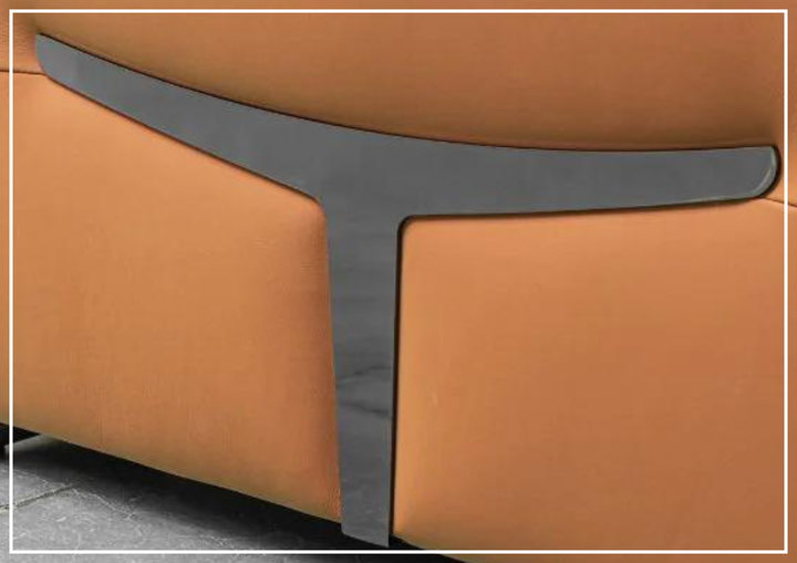 Klaussner Grazia Leather Chair with Track Arms in Vibrant Orange