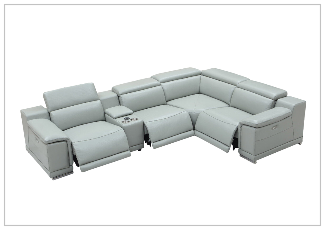 Gio Italia Hartley Power Motion Leather Sectional Sofa with Storage in Light Gray - jennihome