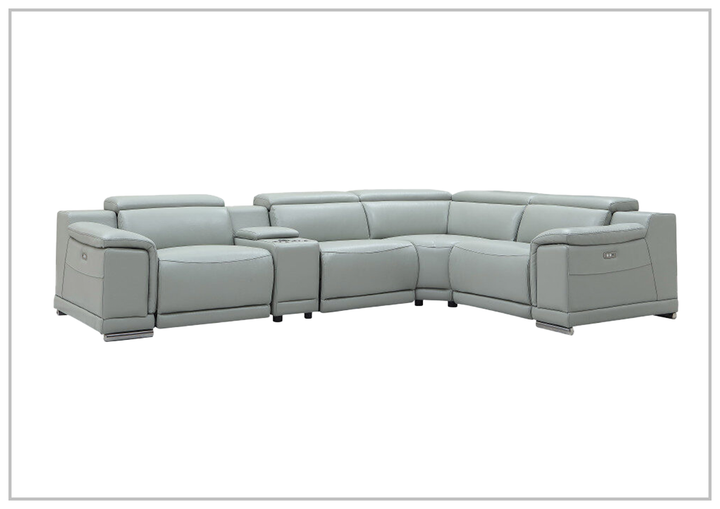 Hartley Power Motion Leather Sectional Sofa with Storage in Light Gray by Gio Italia- jennihome