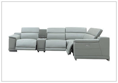 Gio Italia Hartley Power Motion Leather Sectional Sofa with Storage in Light Gray