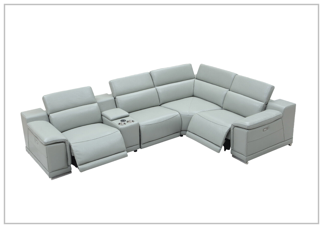 Gio Italia Hartley Power Motion Leather Sectional Sofa with Storage in Light Gray - jennihome