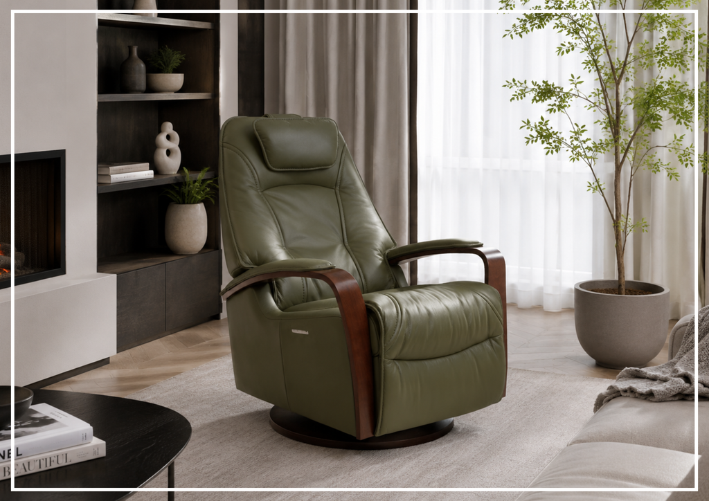 Helsinki Leather Swing Relaxer Recliner Chair | Swivel Glider & Rocker | Fjords - Jennihome
