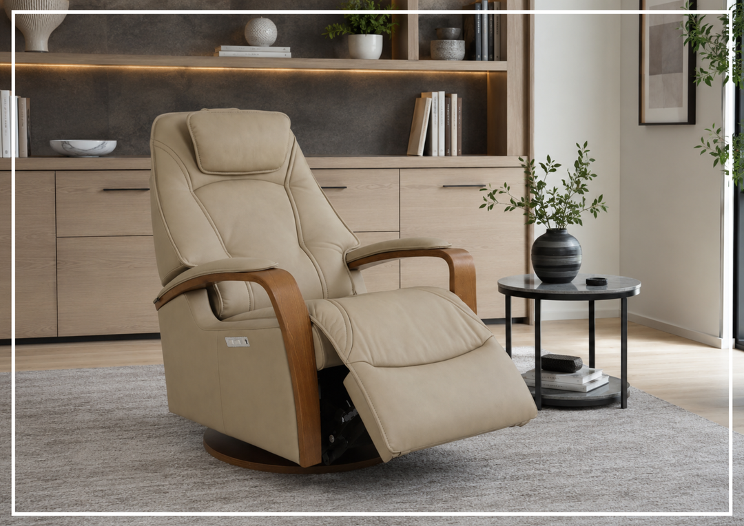 Helsinki Leather Swing Relaxer Recliner Chair | Swivel Glider & Rocker | Fjords - Jennihome