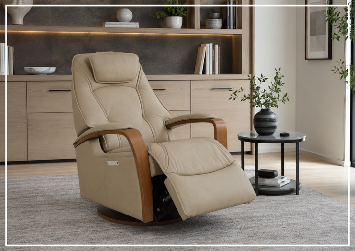 Helsinki Leather Swing Relaxer Recliner Chair | Swivel Glider & Rocker | Fjords - Jennihome