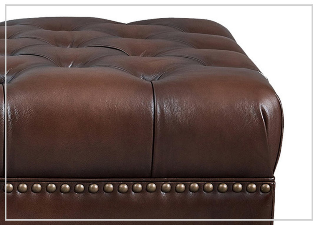 Hydeline Alton Bay Leather Sectional Sofa With Nail-Head Finish