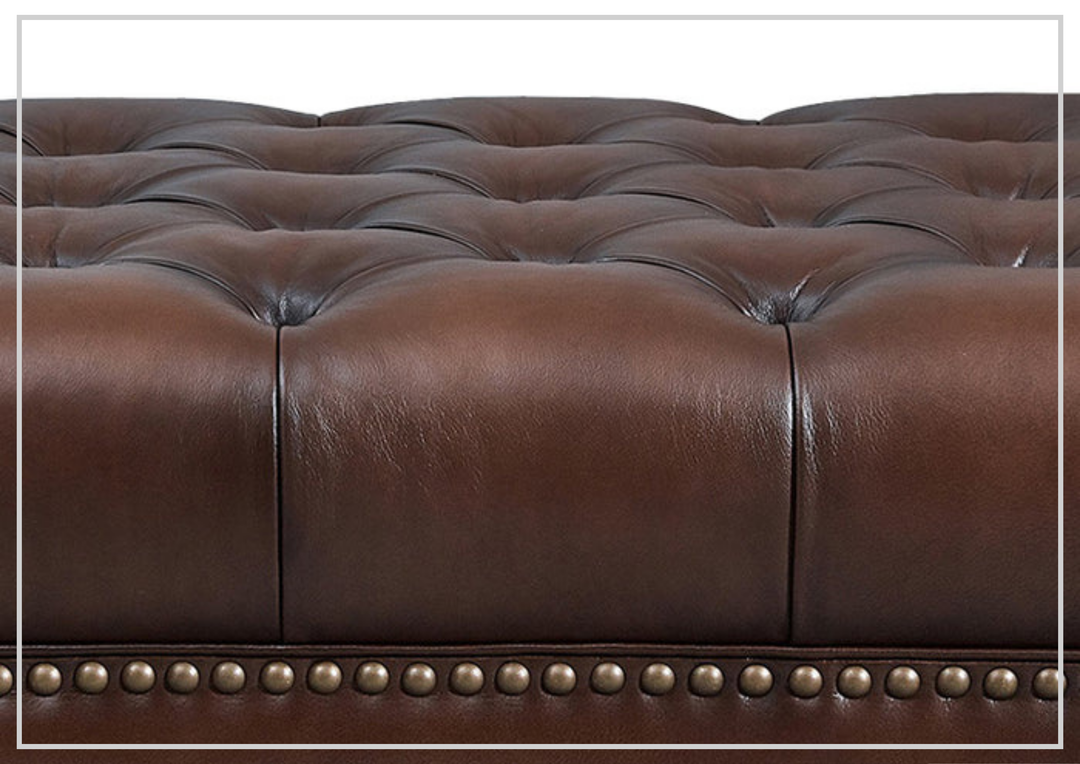 Hydeline Alton Bay Leather Sectional Sofa With Nail-Head Finish