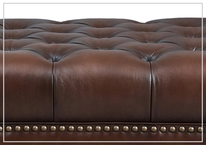 Hydeline Alton Bay Leather Sectional Sofa With Nail-Head Finish