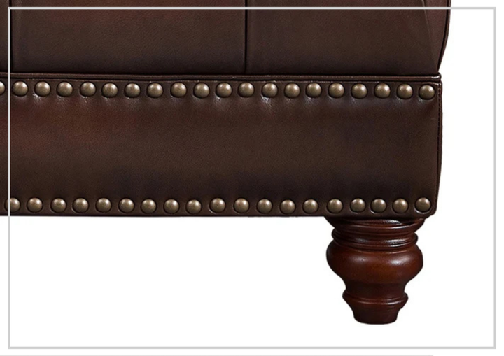 Hydeline Alton Bay Leather Sectional Sofa With Nail-Head Finish