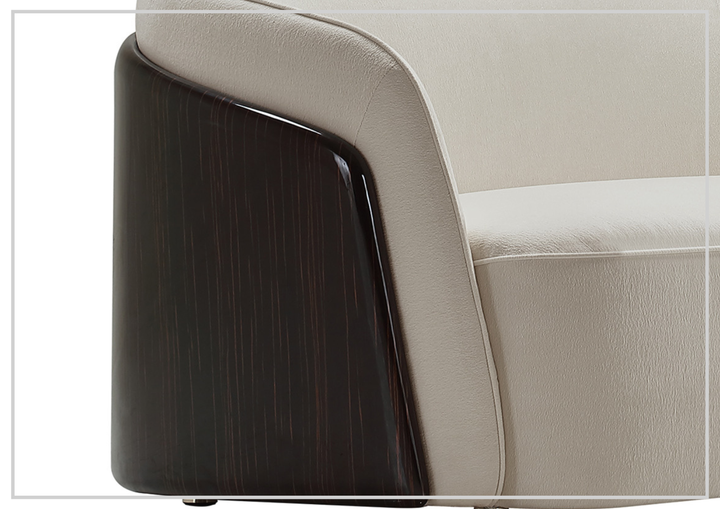 Ivano Fabric 2-Seater Sofa | Golden Macassar Veneer Base | Klaussner