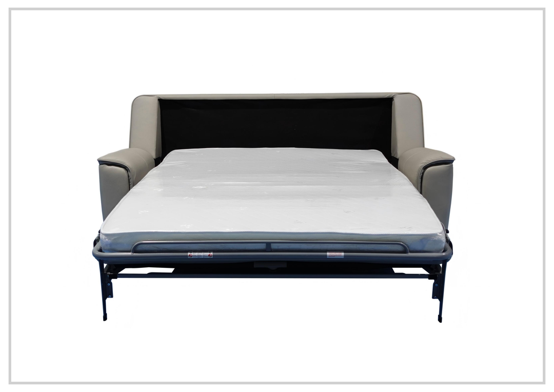 Italia Verenzo Leather Sleeper Sofa | Queen | Memory Foam Mattress | Klaussner