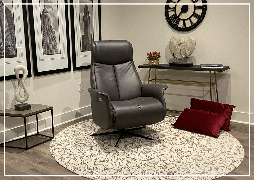 Jakob Leather Recliner | Dual Motorized | Swivel Base | Fjords - Jennihome