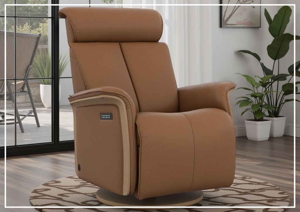 Jewel Leather Recliner Chair | Swivel & Gliding Motion | Fjords - Jennihome