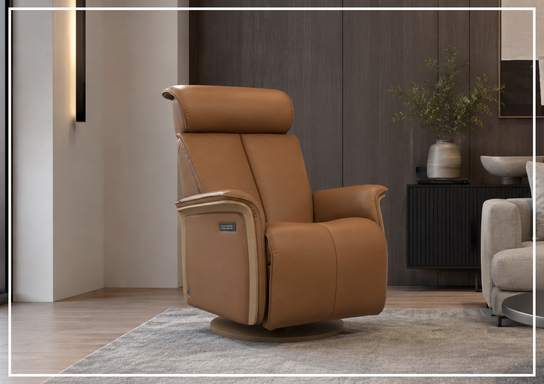 Jewel Leather Recliner Chair | Swivel & Gliding Motion | Fjords - Jennihome