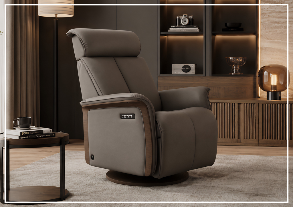 Jewel Leather Recliner Chair | Swivel & Gliding Motion | Fjords - Jennihome