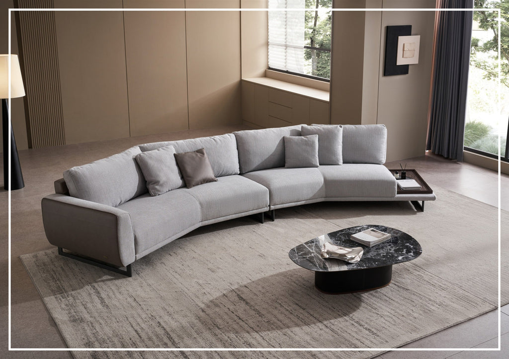 Jovan Curved Sectional Sofa | Built-In Wooden Side Table | Gio Italia-Jenni Home