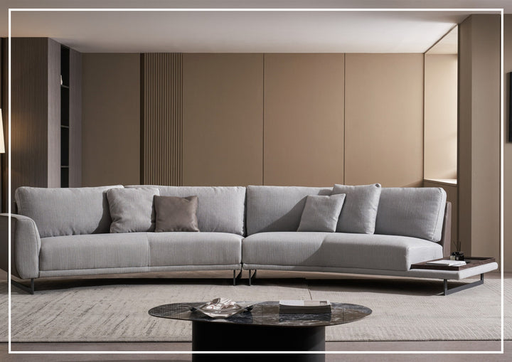 Jovan Curved Sectional Sofa | Built-In Wooden Side Table | Gio Italia-Jenni Home