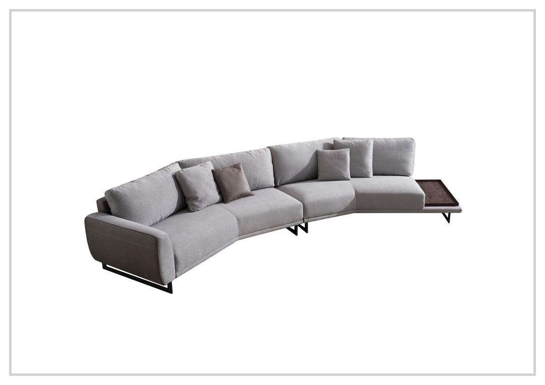 Jovan Curved Sectional Sofa | Built-In Wooden Side Table | Gio Italia-Jenni Home