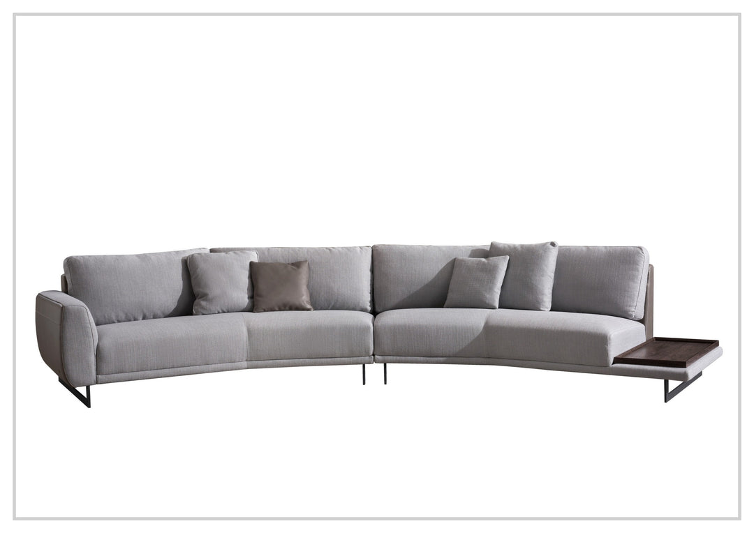 Jovan Curved Sectional Sofa | Built-In Wooden Side Table | Gio Italia-Jenni Home