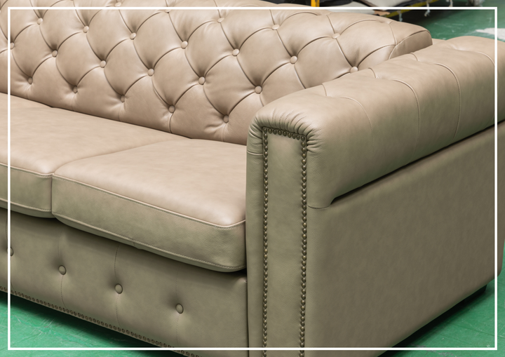 Callas Queen Sleeper Sofa | Gray Leather | Button Tufts | Digio Leather