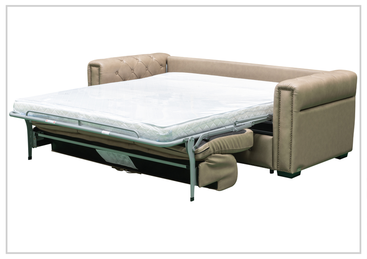 Callas Queen Sleeper Sofa | Gray Leather | Button Tufts | Digio Leather