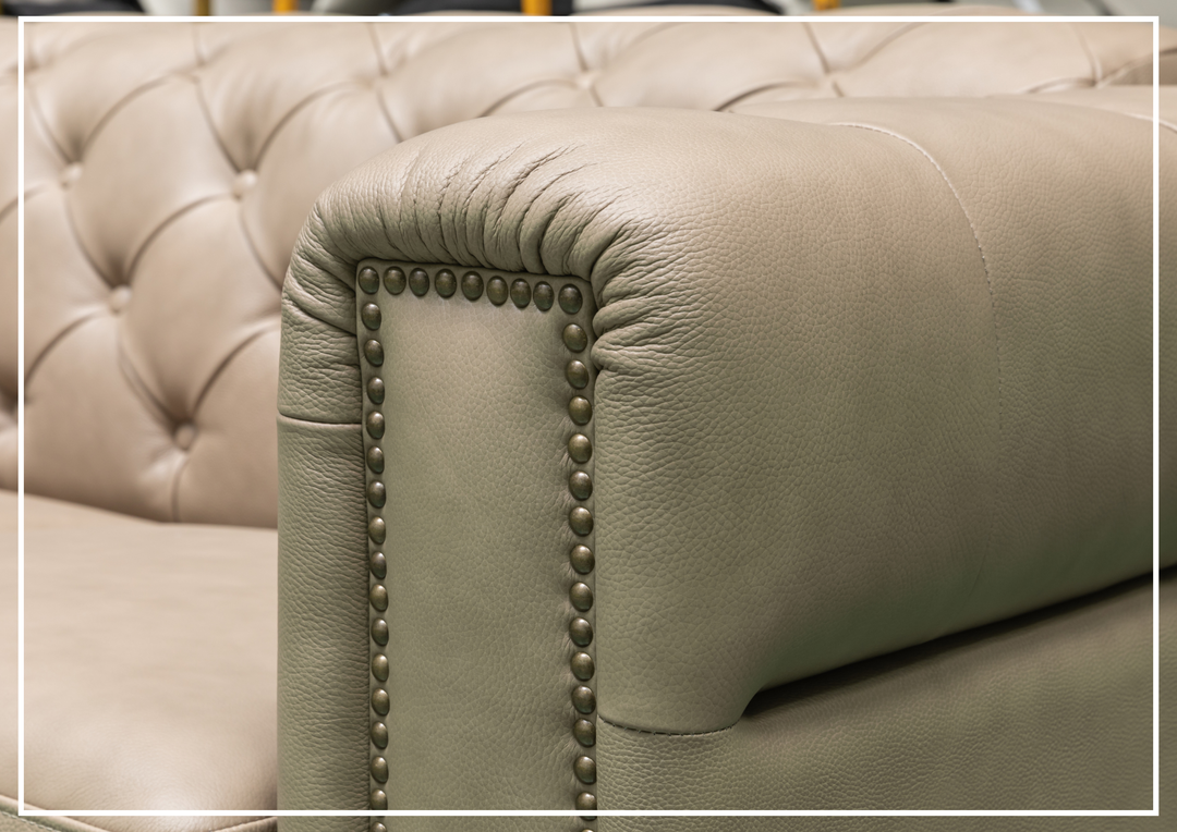 Callas Queen Sleeper Sofa | Gray Leather | Button Tufts | Digio Leather