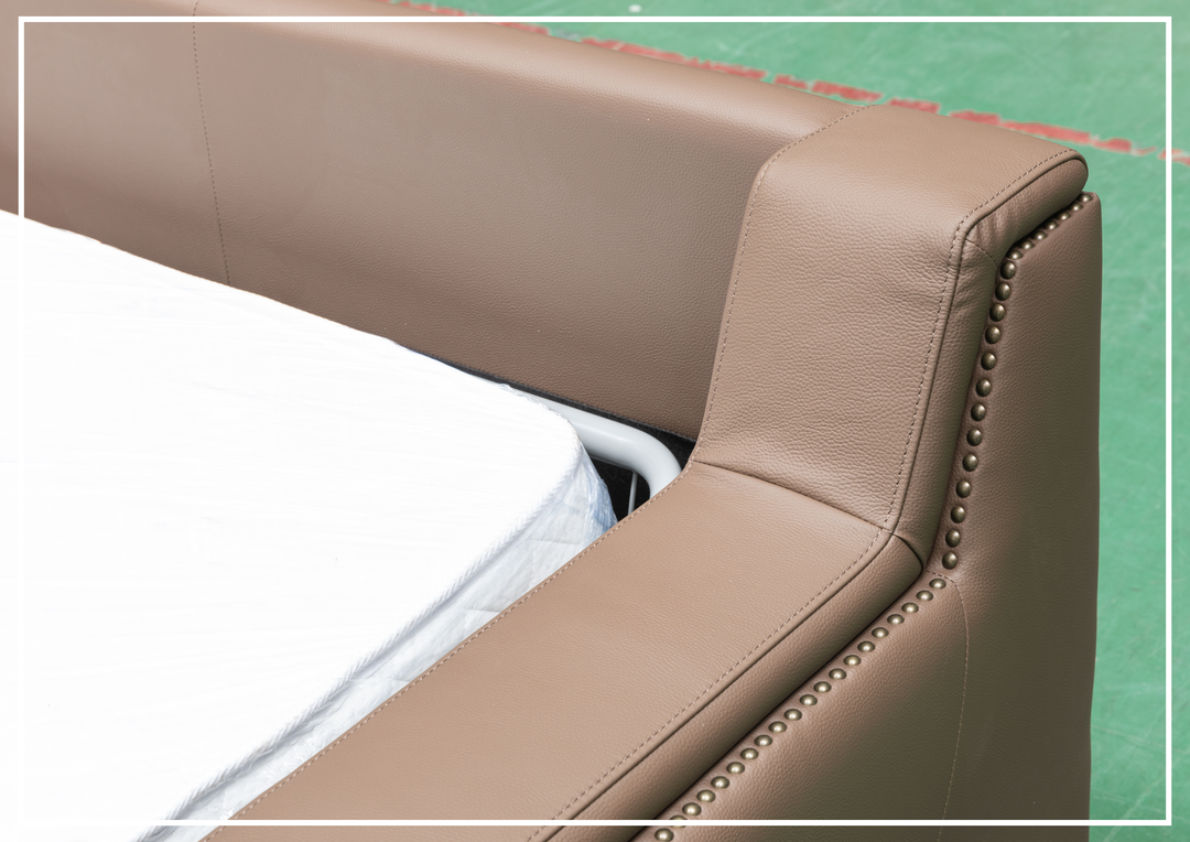 Alaves Queen Sleeper Sofa | 3-Seater | Brown Leather | Kathy Ireland