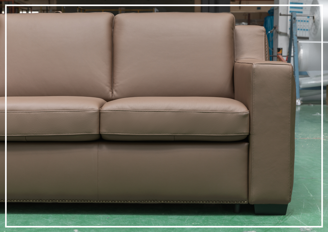 Alaves Queen Sleeper Sofa | 3-Seater | Brown Leather | Kathy Ireland