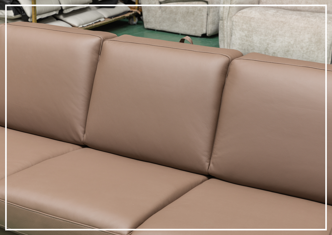 Alaves Queen Sleeper Sofa | 3-Seater | Brown Leather | Kathy Ireland