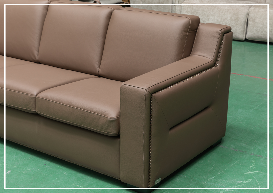 Alaves Queen Sleeper Sofa | 3-Seater | Brown Leather | Kathy Ireland