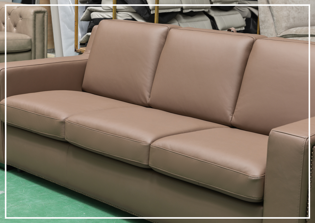 Alaves Queen Sleeper Sofa | 3-Seater | Brown Leather | Kathy Ireland