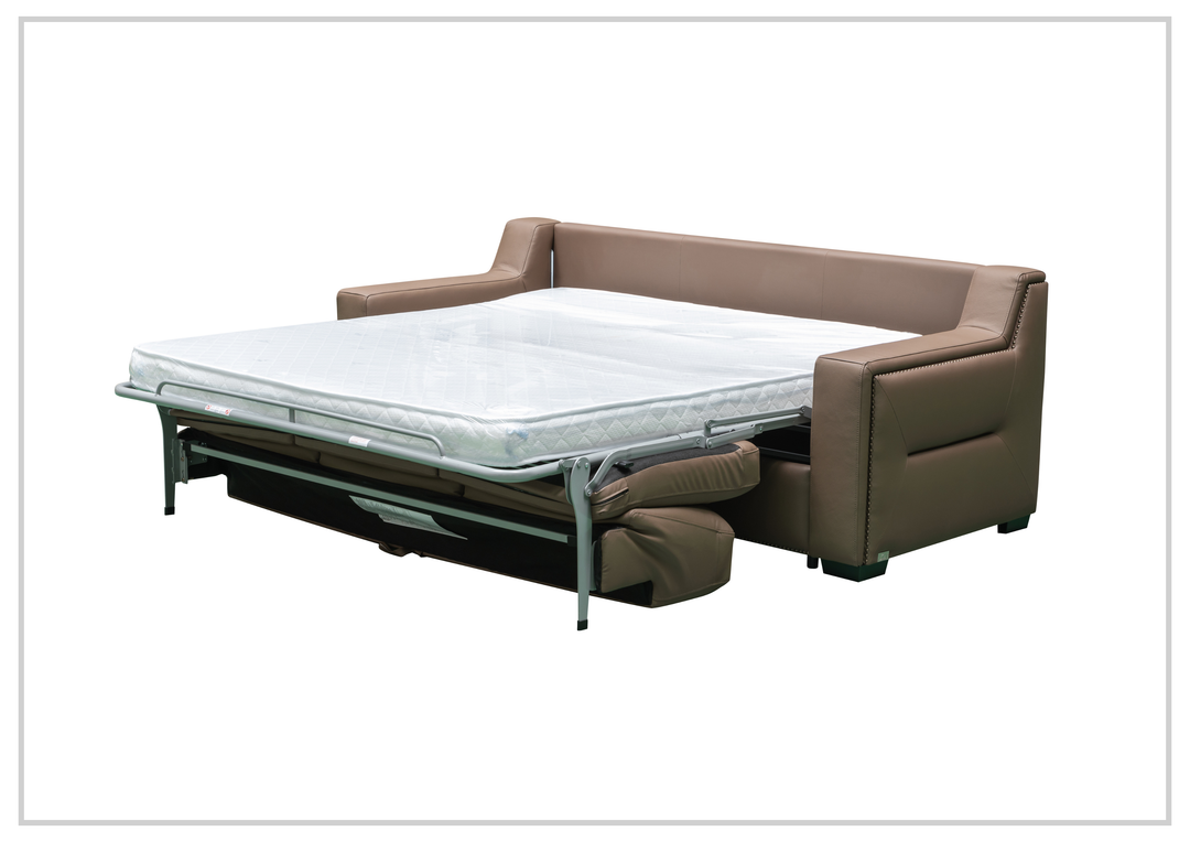 Alaves Queen Sleeper Sofa | 3-Seater | Brown Leather | Kathy Ireland
