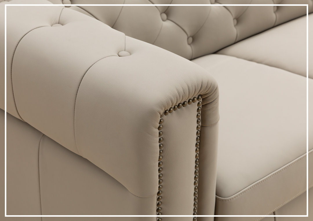 Callas Queen Sleeper Sofa | Gray Leather | Button Tufts | Digio Leather