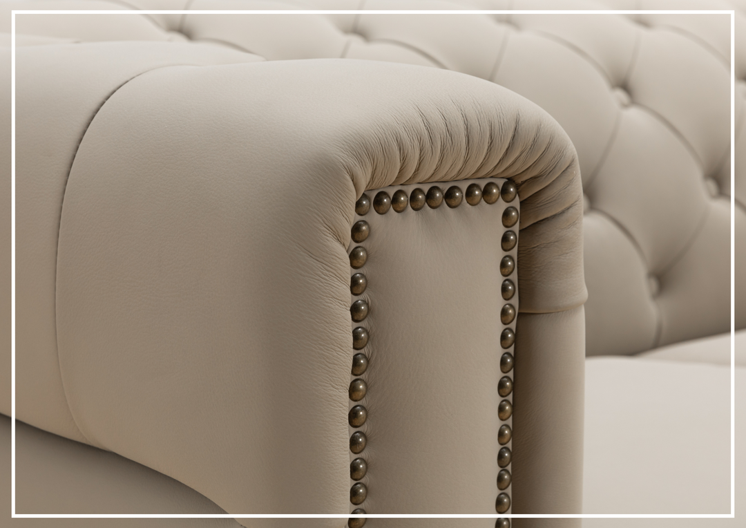 Callas Queen Sleeper Sofa | Gray Leather | Button Tufts | Digio Leather