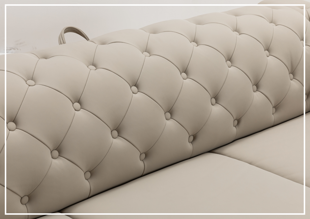 Callas Queen Sleeper Sofa | Gray Leather | Button Tufts | Digio Leather