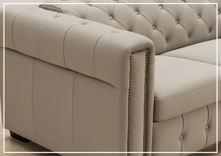 Callas Queen Sleeper Sofa | Gray Leather | Button Tufts | Digio Leather