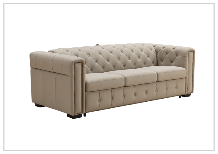 Callas Queen Sleeper Sofa | Gray Leather | Button Tufts | Digio Leather