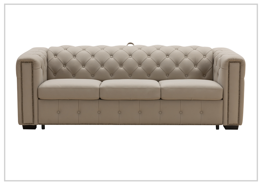 Callas Queen Sleeper Sofa | Gray Leather | Button Tufts | Digio Leather