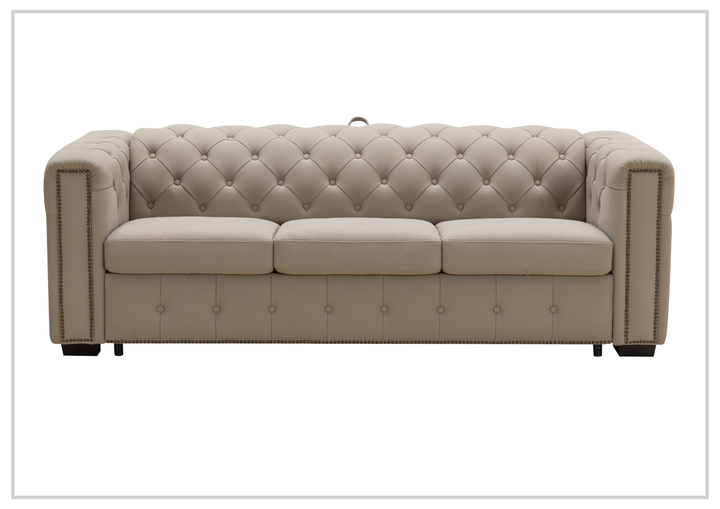 Callas Queen Sleeper Sofa | Gray Leather | Button Tufts | Digio Leather